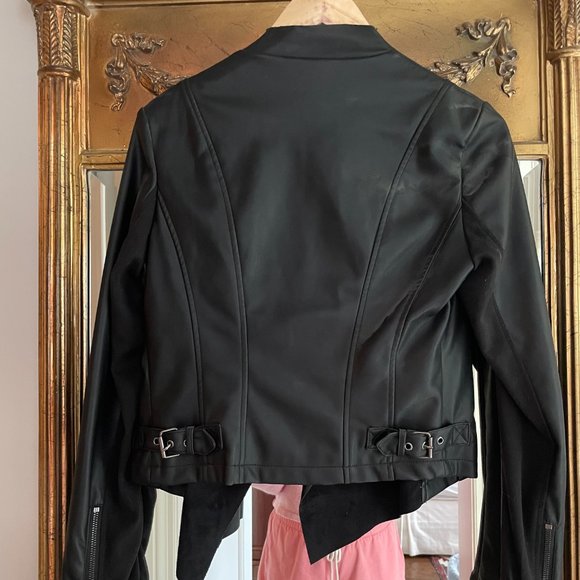 Stylish French Connection Black Faux Leather Jacket - Picture 2 of 4